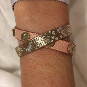 Adjustable wrap bracelet pink and gold